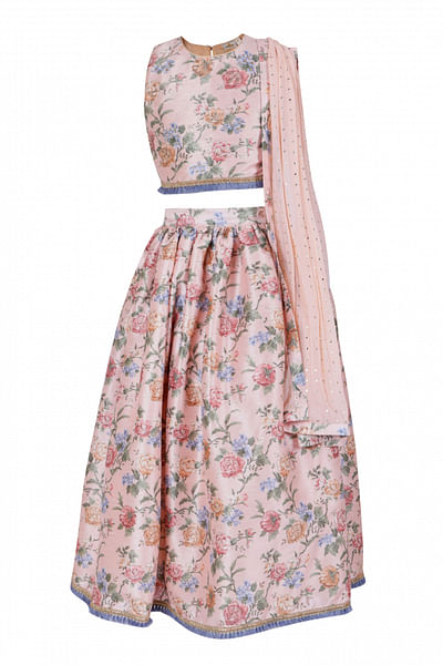 Peach floral printed lehenga set
