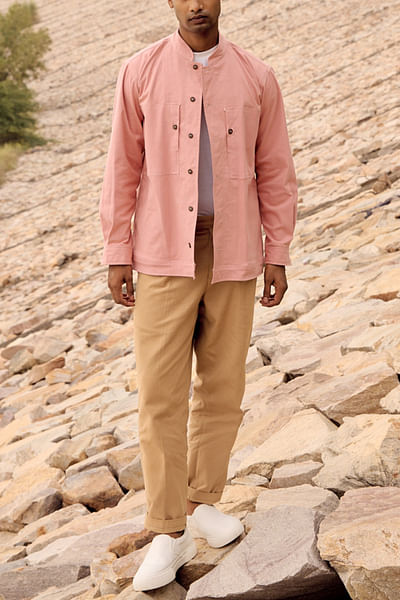Peach pink twill cotton jacket