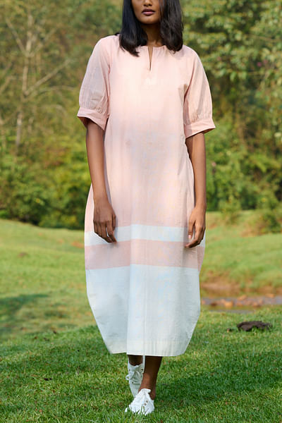 Peach stripe handloom dress