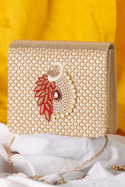 Peacock embellished clutch