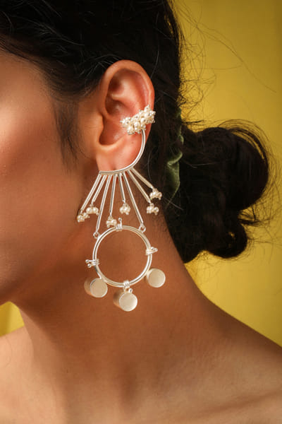 Pearl embellished cuff earrings