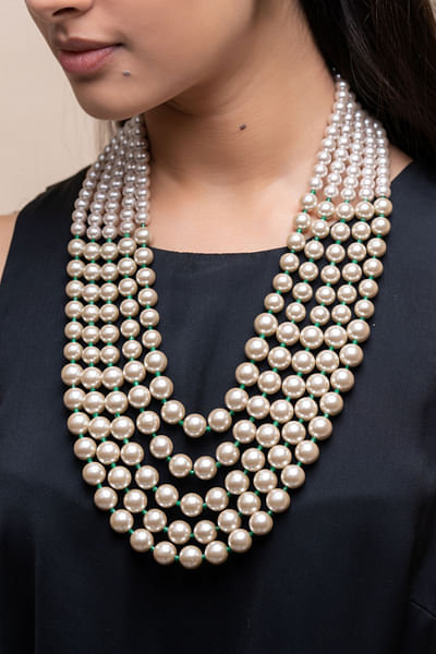 Pearl embellished layered necklace