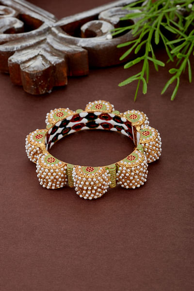 Pearl embellished pacheli bangle