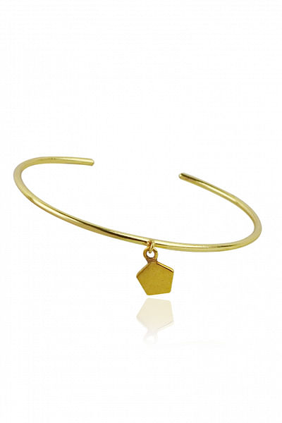 Pentagon gold plated cuff bracelet