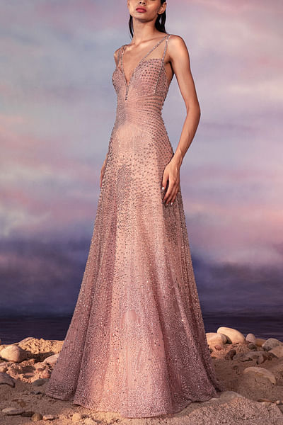 Periwinkle 3D embellished gown