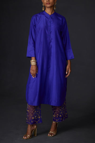 Persian blue kurta and embroidered pants