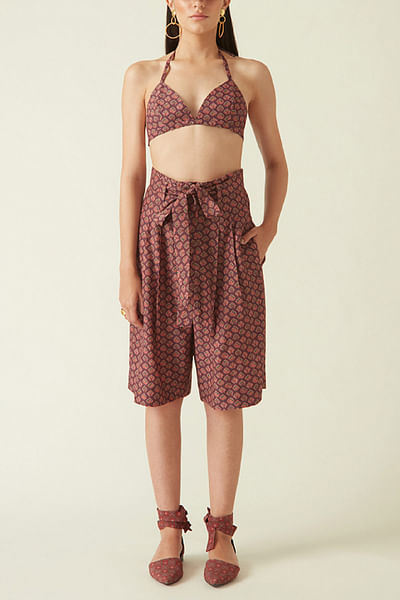 Persian red printed shorts