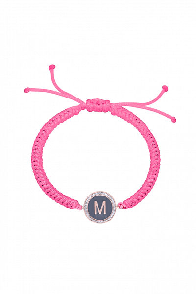 Pink alphabet enamel men bracelet