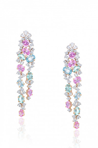 Pink and blue Swarovski zirconia earrings