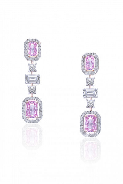 Pink and white Swarovski zirconia earrings