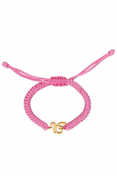 Pink baby Ek Onkar cord bracelet