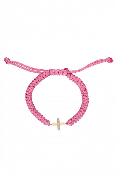 Pink baby X diamond cord bracelet