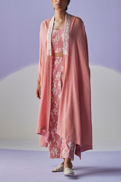 Pink cape and trousers set