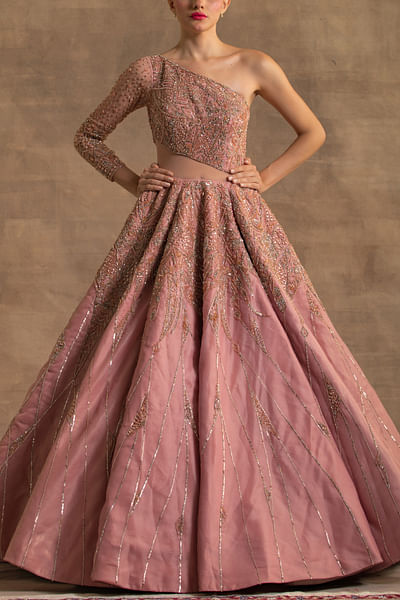 Pink crystal and sequin embroidered gown