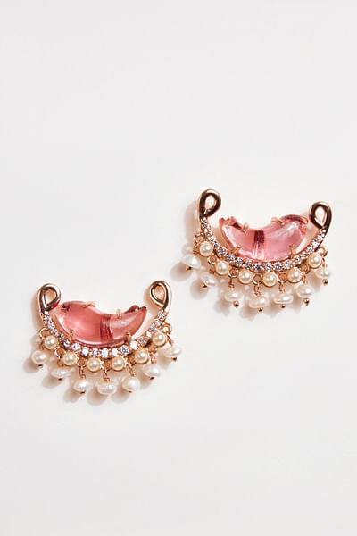 Pink cubic zirconia and crystal earrings