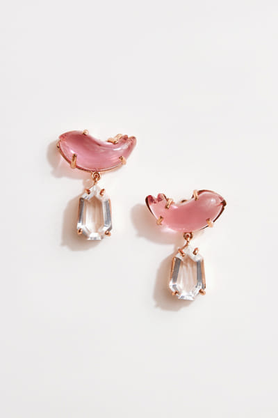 Outhouse Pink cubic zirconia drop earrings OUTJAN24LPD3033