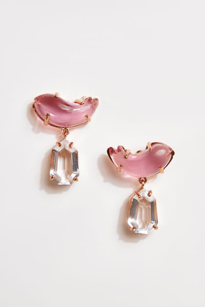 Outhouse Pink cubic zirconia drop earrings OUTJAN24LPD3033
