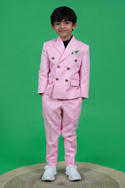 Pink double breasted suit set
