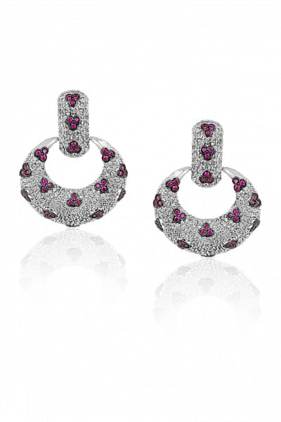 Pink embellished hoop earrings