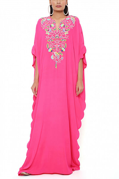Pink embroidered kaftan