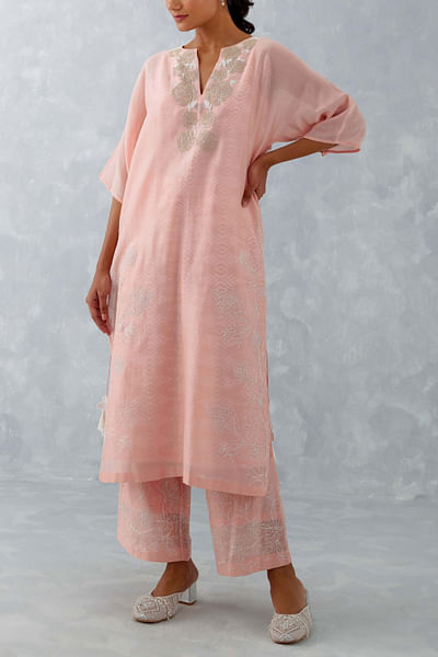 Pink embroidered kurta set