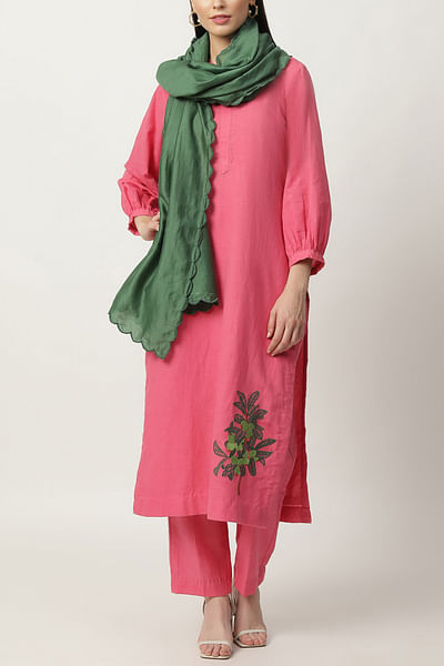 Pink embroidered kurta set