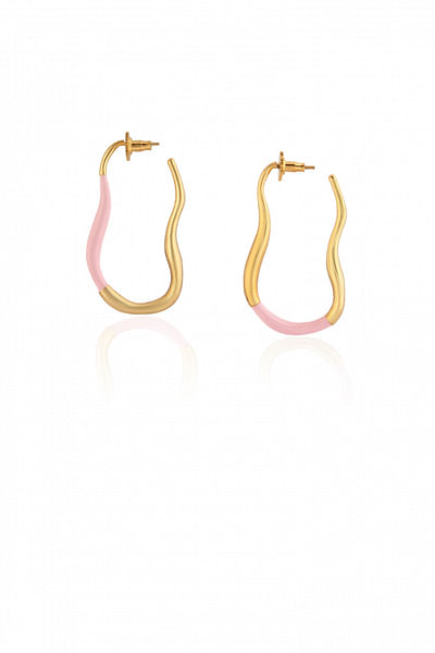 Pink enamel hoop earrings