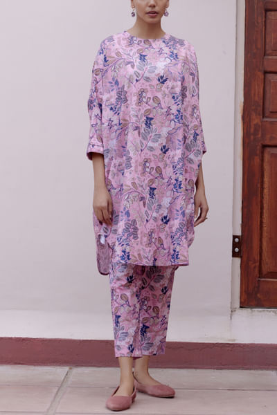 Pink floral printed co-ord kurta set