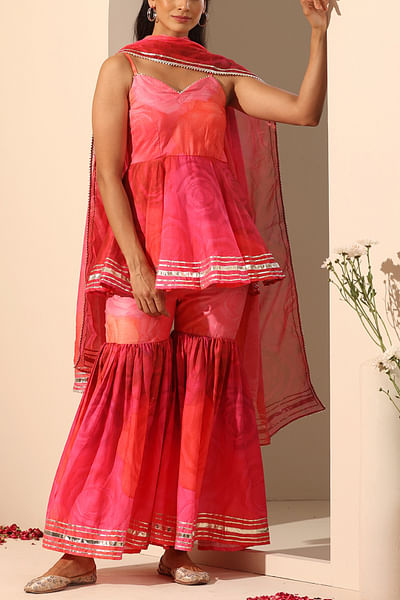 Pink floral printed sharara set