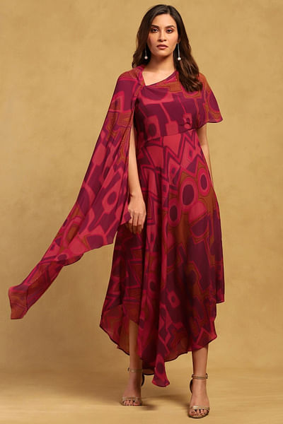 Pink geometric printed dress