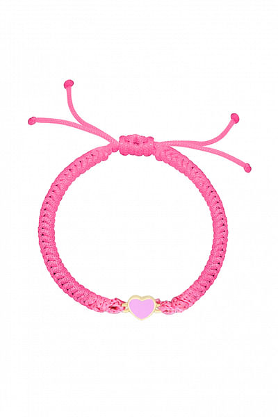 Pink heart enamel baby bracelet