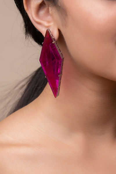 Pink kite shaped doublet earrings