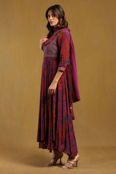 Pink paisley printed kurta set