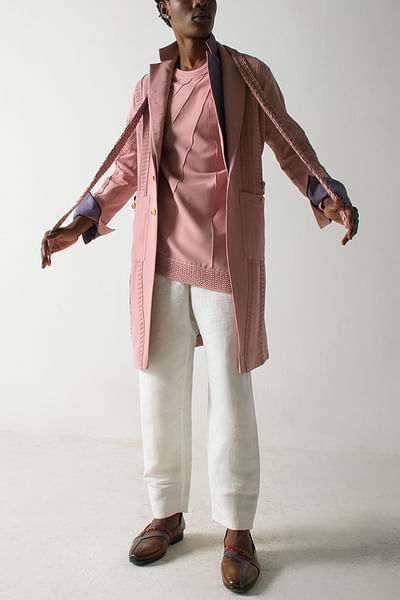 Pink pintuck overcoat set