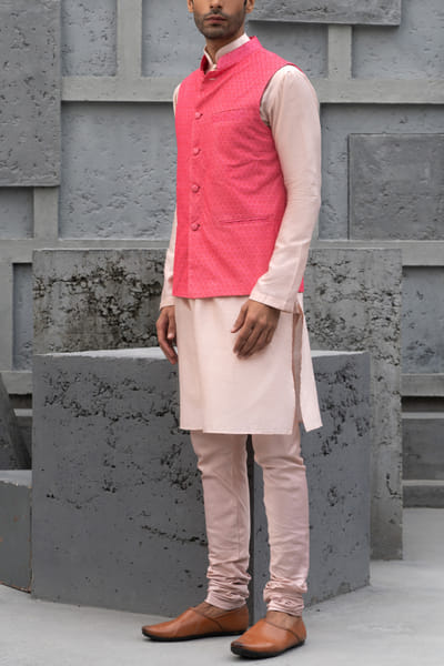 Pink printed bandi kurta set