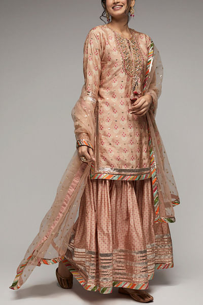 Pink printed gharara set