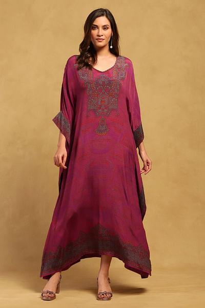 Pink printed kaftan dress