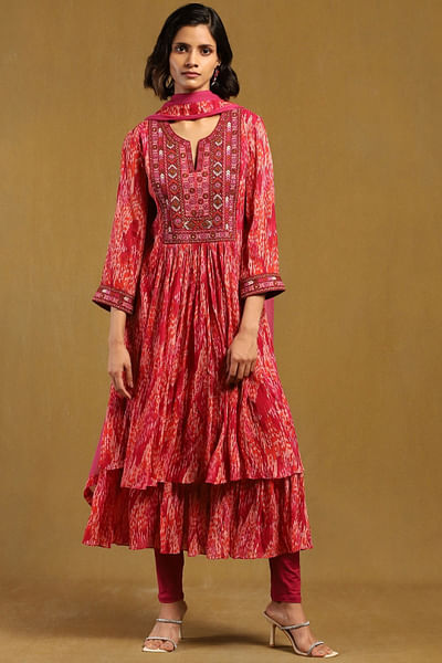 Pink printed kurta set