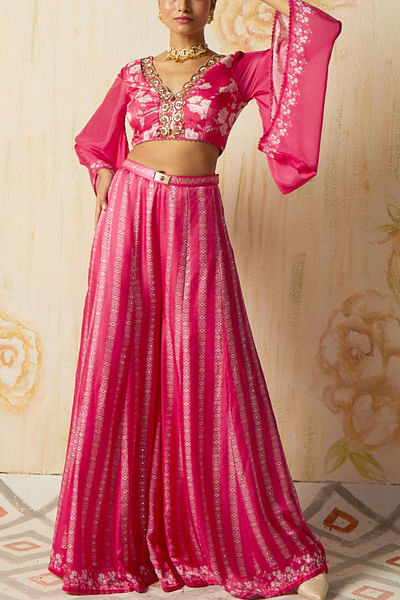 Pink floral and geometric print co-ords