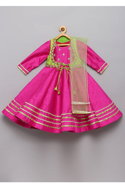 Pink sequin embroidery anarkali gown set