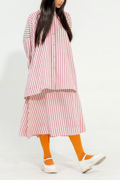 Pink stripe print skirt