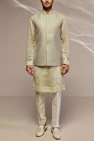 Pista embellished Nehru jacket set