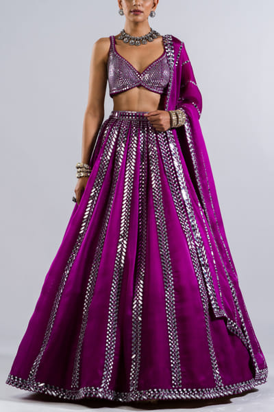 Vvani by Vani Vats Pop wine embellished lehenga set VVAMAR2321