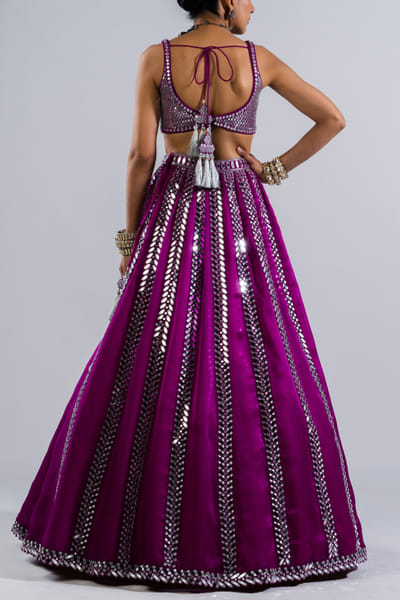 Vvani by Vani Vats Pop wine embellished lehenga set VVAMAR2321