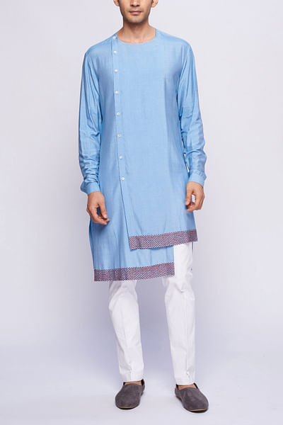 Powder blue asymmetric kurta