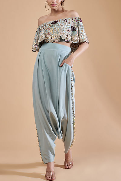 Powder blue embroidered co-ords