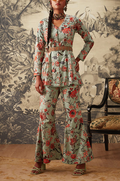 Powder blue printed co-ord set