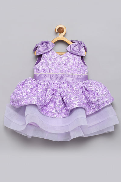 Purple 3D rose layered dress