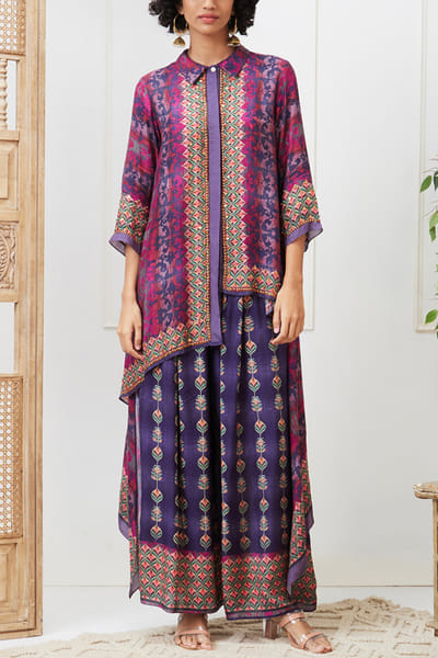 Soup by Sougat Paul Purple artsy print co-ords SSPNOV23DP214