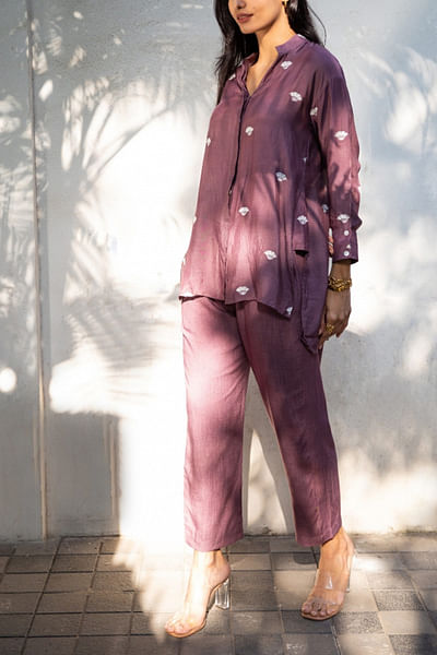 Purple embroidered co-ords